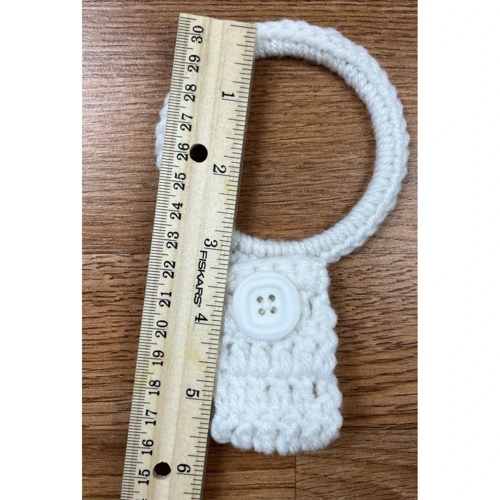 Lot of 5 Handmade Crochet Towel Holder Rings, Button Close NEW